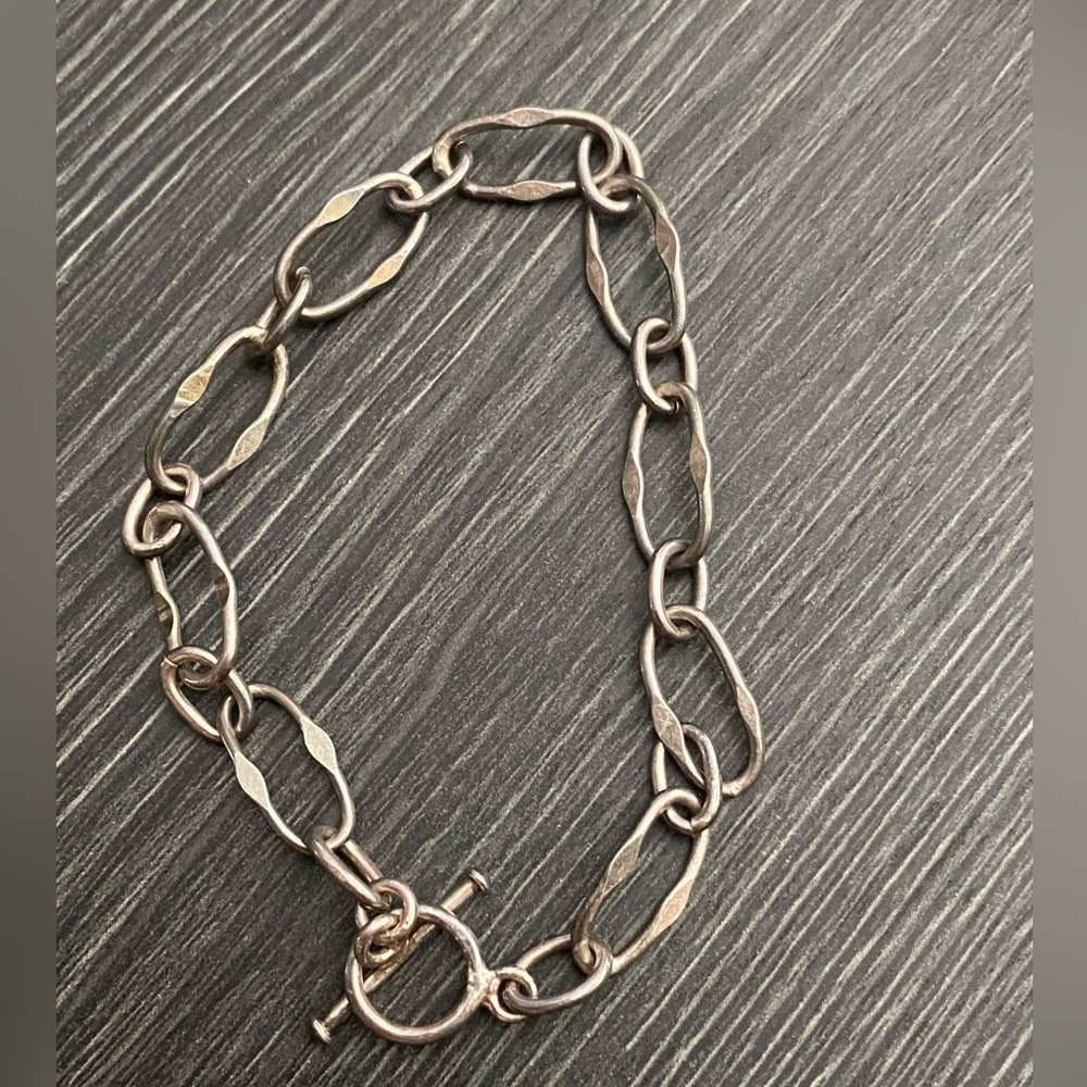 Sterling Silver Twisted Oval Link Bracelet - Silver